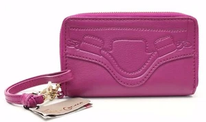 Womens FOLEY + CORINNA Fuchsia purple leather zip small wallet Wristlet - Picture 1 of 5