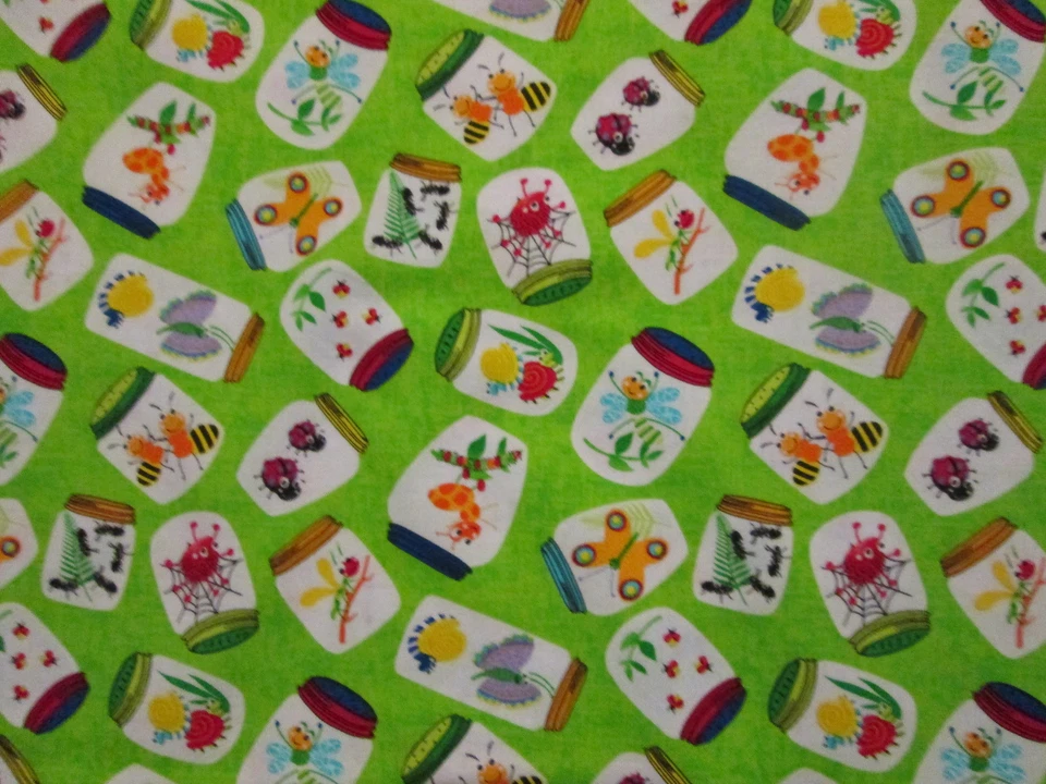 Timeless Treasures Lime Bugs in Jars