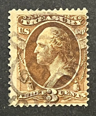 Travelstamps: US Stamps Scott #O74 3c Treasury Department Used NG - Image 1 of 4