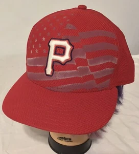 Pittsburgh Pirates New Era 59Fifty Red USA Flag Size 7 1/2 Hat MLB Baseball Cap - Picture 1 of 8