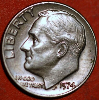 Серебряная монета номиналом 1 цент США с изображением Рузвельта 1974 KM# 195 - Изображение 1 из 2