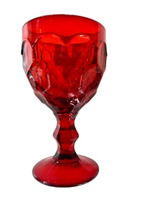 FENTON Glass Vintage Ruby Red Thumbprint Wine Apertif  Stemmed 4.5 inch - Picture 1 of 3