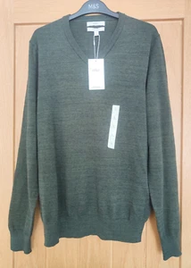 M&S Pure Cotton V-Neck Knitted Jumper UK Large - Picture 1 of 4