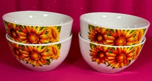Set of 4 Royal Norfolk Sunflower Porcelain Cereal Bowls 5-1/2"~More Available! - Picture 1 of 2