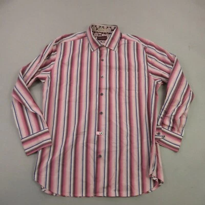 Tommy Bahama Para Hombres Camisa Grande Manga Larga Botones Bolsillo Isla Playa Rayas Foto 1 de 4