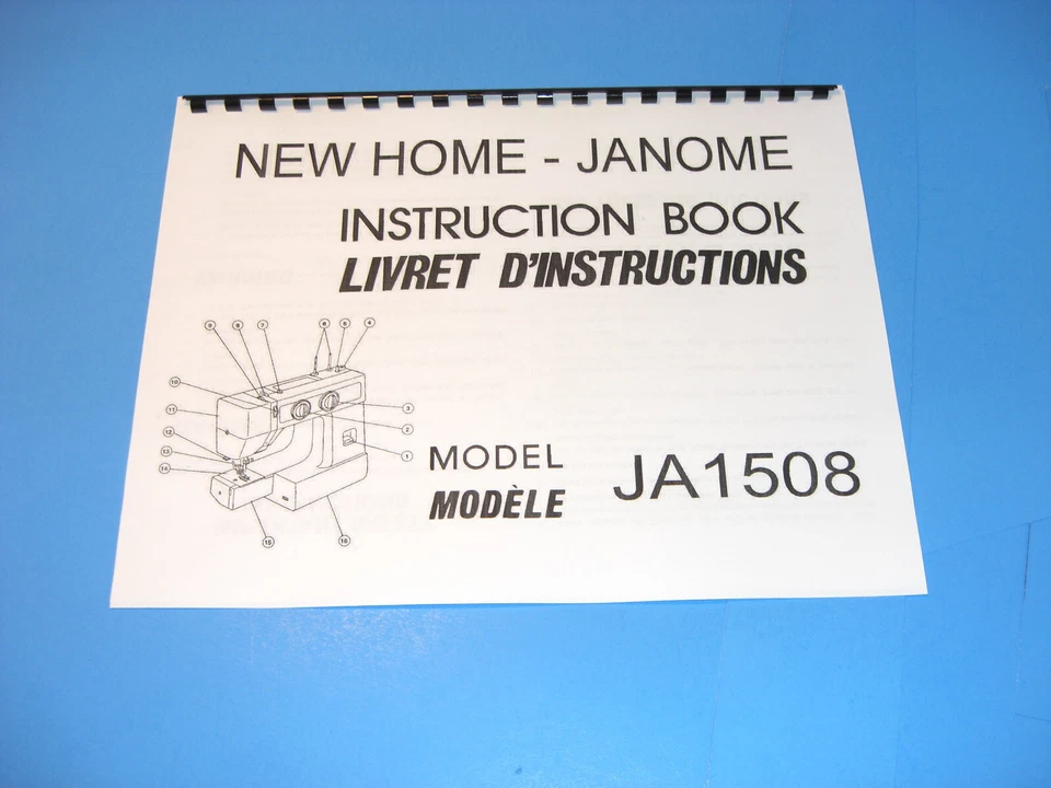 New Home/Janome Model JA 1508 Sewing Machine Instruction Manual - Printed - Image 1 of 1