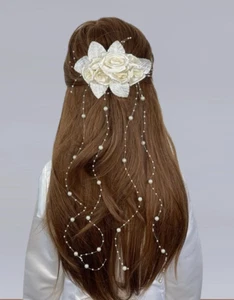 Tocados adornos para el cabello artificio para el cabello vestido de comunión marfil crema beige *10 - Imagen 1 de 1