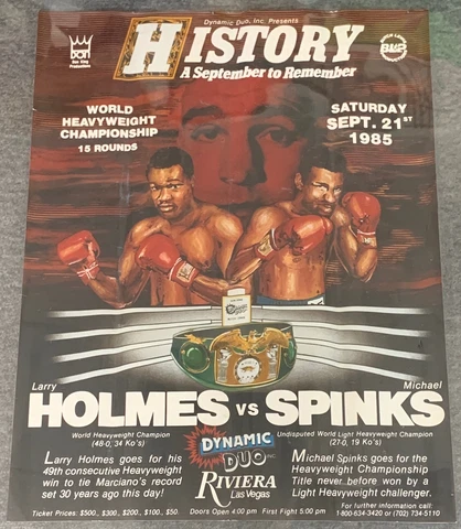 September 21,1985 boxing poster ~ LARRY HOLMES vs MICHAEL SPINKS ~ 19.5x25.5 Cover