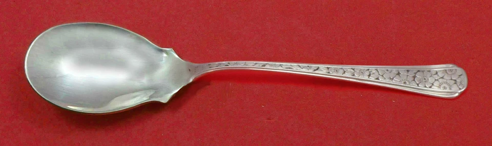 Cuchara de helado de plata esterlina brocada antigua hecha a medida 5 3/4" Foto 1 de 1