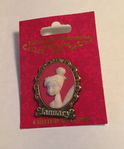 LR Older Disney pin Tinker Bell Cameo January Birthstone Garnet Frame Orig Card - Picture 1 of 1