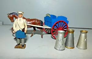 Britains Farm Horse Drawn Milk float, churns & 2 figures blue no. 131 F 1:32 - Picture 1 of 3