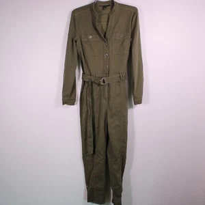 White House Black Market Jumpsuit Womens Size 4 Green Olive Stretch - Picture 1 of 19