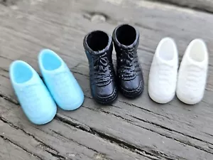 Vintage Lot 3 Pairs 80s Barbie Sneakers White Blue Tennis Shoes High Top Black - Picture 1 of 7