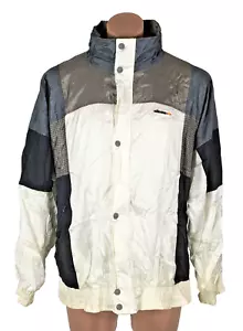 Vtg 70s 80s ELLESSE Colorblock White Windbreaker Retro Track Jacket Coat 7 M/L - Picture 1 of 8