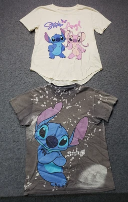Disney Lilo & Stitch girl tops small Lot of 2 short sleeve tie dye gray & beige - Image 1 of 4