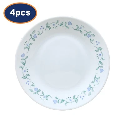 Corelle Plate Vitrelle Glass 17cm Country Cottage Dessert Appetiser White 4Pcs - Image 1 of 3