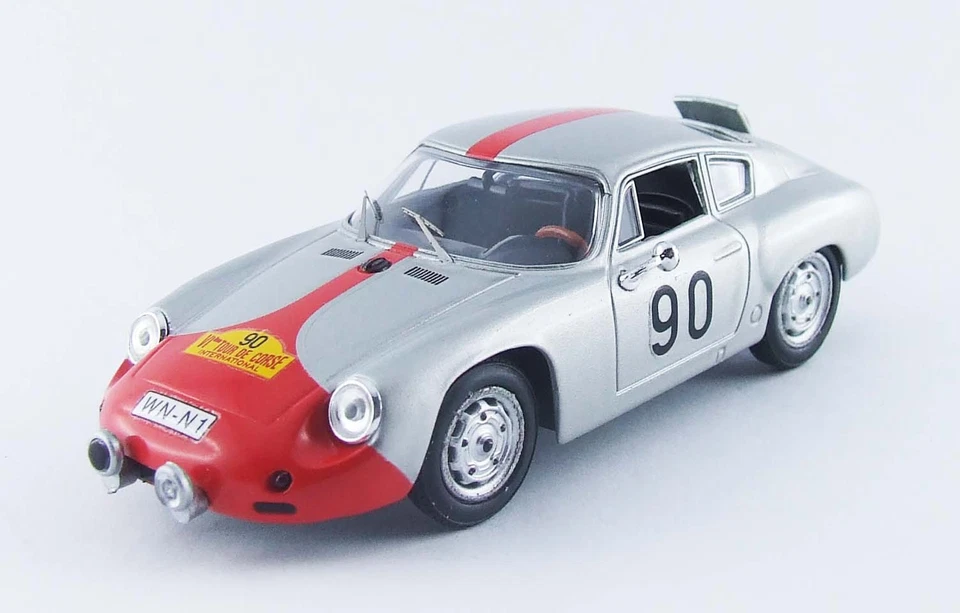 1:43 BEST Porsche 1600Gs Abarth #90 Tour De Corse 1961 Silver Red BE9505 Model - Image 1 of 2