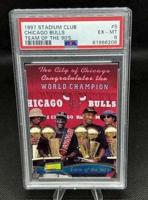 1997-98 Topps 98 Stadium Club Bulls Team of the 90s #5 PSA 6 - Imagem 1 de 2