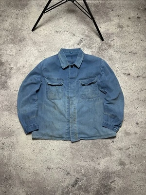 Chaqueta de Trabajo Francesa Vintage Desteñida Años 60 Azul Para Hombre Talla 56 Foto 1 de 4