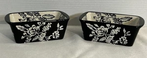 (2) Blue Harbor Black And White Floral Baking Dishes - Picture 1 of 8