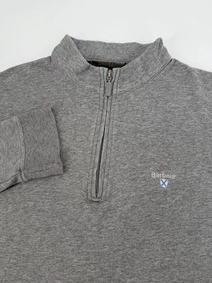 Sudadera Barbour Para Hombre 1/4 Cremallera Pequeña Gris Algodón Pullover Suéter Diseñador Foto 1 de 4