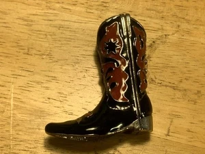 Vintage Enameled Cowboy Boot Magnetic Closure Trinket Box 2.25"T - Picture 1 of 5