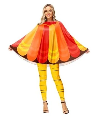  女士感恩节披肩圣诞服装派对服装斗篷均码黄色 — 第 1/4 张图片