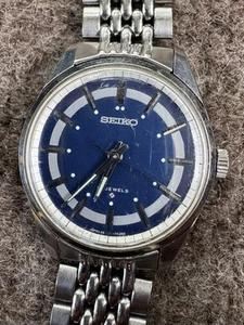 Seiko 66-7109 17 Jewels Herren Armbanduhr Edelstahlband blaues Ziffernblatt ungeprüft* - Bild 1 von 4