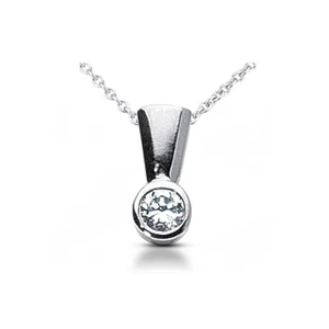 0.30 CTW G VS2 Round Cut Natural Certified Diamond White Gold Solitaire Pendant - Picture 1 of 3