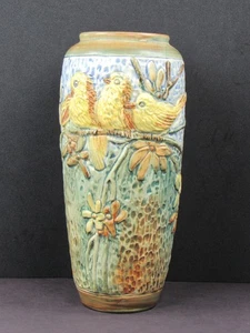 Antique RARE Weller Glendale Three Yellow Birds Vase Circa 1920's - Picture 1 of 20