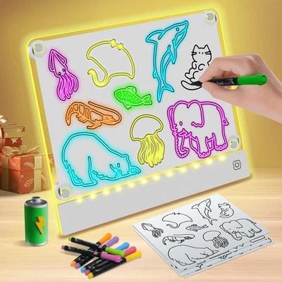 YONHAN Rechargeable LED Drawing Board for Kids with 7 Colors, Magnetic LED Note Lumi Bo