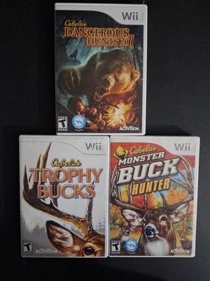 Cabelas Dangerous Hunts 2011, Trophy Bucks, & Monster Buck Hunter Wii 3 Game Lot - Image 1 of 4