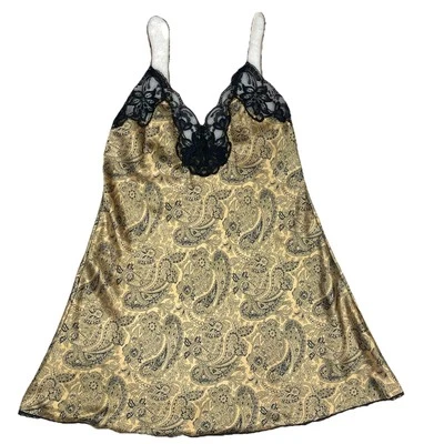 Camisón de satén Lucie Ann II talla S dorado negro encaje hecho en EE. UU. romántico de colección Foto 1 de 4