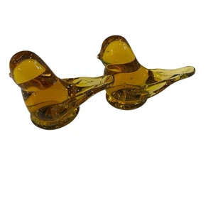 Vintage Titan Kunst Glas Bernstein Kanarienvogel Set signiert W Ward 1995 perfekt keine Chips - Bild 1 von 9