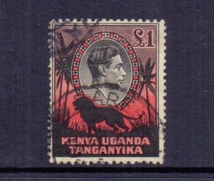 K.U.T. 1938 GVI £1 BLACK & RED PERF 11¾x13¼ SG150 FINE USED CAT £180 - Picture 1 of 2