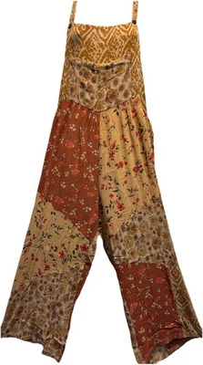 Nuevo con etiquetas HILOS SAGRADOS Parche Floral Hippie Rayón MONO MAMELUCO MONO JUMPER 2X Foto 1 de 4