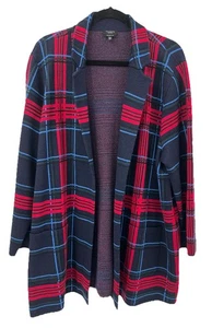 Talbots karierte 100% Wolle Strickjacke Pullover Damen plus 3x P Long Coatigan Taschen - Bild 1 von 9