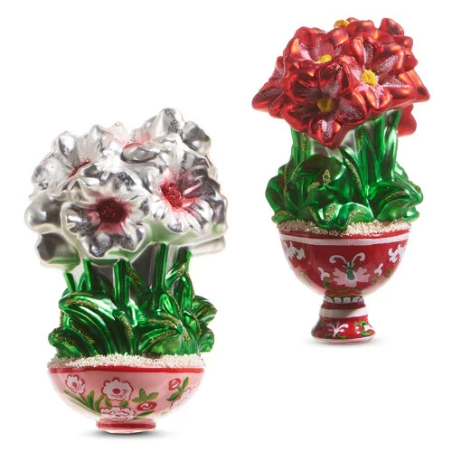 RAZ Imports Potted Amaryllis Ornament Christmas in the Garden 4352889