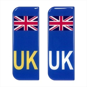 2x 108x39 mm UK Union Jack Flag Car Number Plate Gel Domed Stickers Decal Badge - Picture 1 of 2