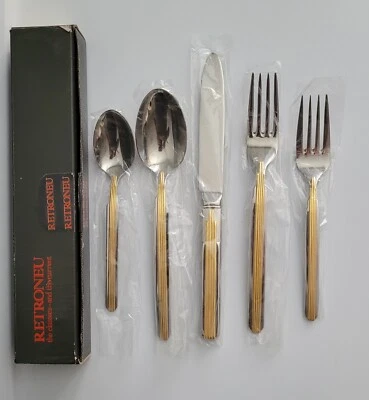 RETRONEU Empire State Gold Stainless Flatware Place Setting - Image 1 of 4