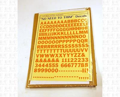 Virnex HO Decals Safety Orange 3/8 Inches Bold Gothic Letter Set 2064 Alphabet - Image 1 of 2