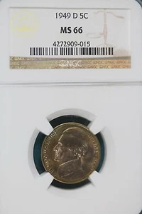 1949-D NGC MS66 Jefferson Nickel!! #B3829 - Picture 1 of 2