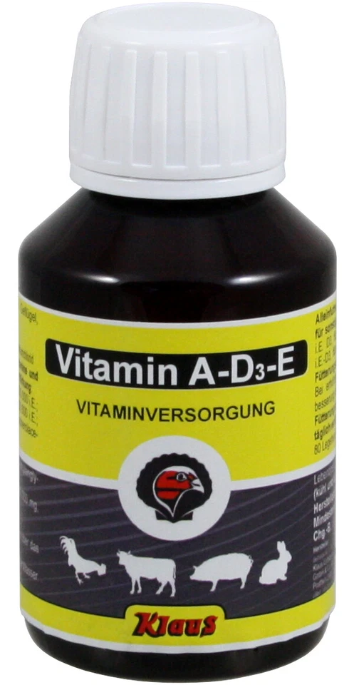 KLAUS GRITSTEIN Vitamin AD3E 100ml, flüssig, Multivitamin für Geflügel, Huhn, Legehennen, Küken