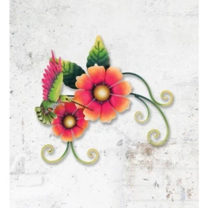 "3D Hummingbird with Double Flower" Wall Decor - Picture 1 of 2