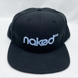 Naked 100 Black Flat Bill SnapBack Hat Pastel Blue Logo - Picture 1 of 4
