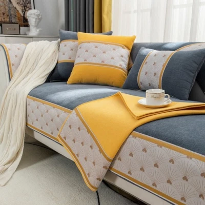 Modern Velvet Sofa Slipcover 1 2 3 Seater Couch Cover Non-slip Armchair L Shape - Image 1 of 4