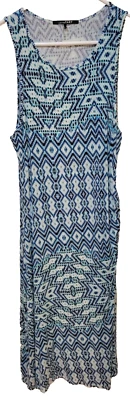 Vestido Tarta Limón Mujer Grande Azul Sin Mangas Geométrico Elástico Pullover Verano Foto 1 de 4