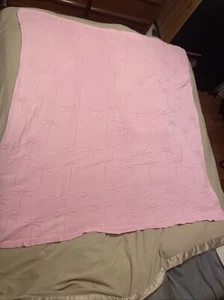 Lilly Pulitzer Palm Tree Cotton Throw Blanket 50” X 60” Light Pink Beach Cozy - Picture 1 of 8