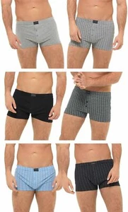 6 Pairs Mens Cotton Rich Button Boxer Shorts Check Or Plain Boxers Sizes S-6XL - Picture 1 of 22