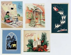 5 tarjetas de Navidad vintage de Papá Noel Niño Jesús años 50 - Imagen 1 de 4